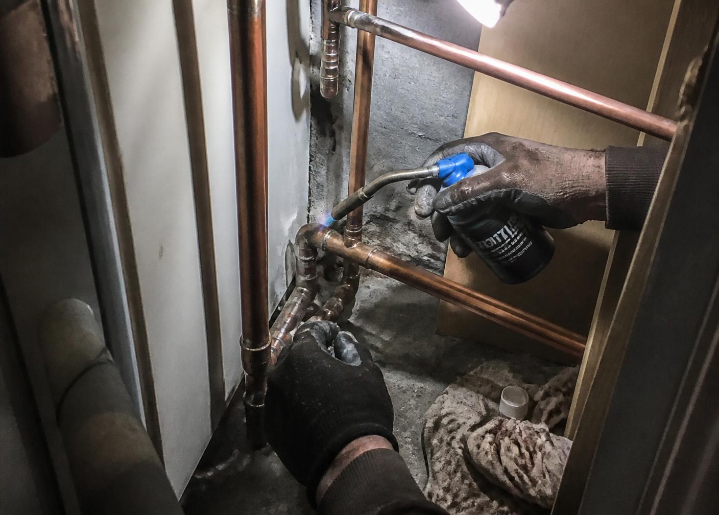 VVS-installation med kopparrör